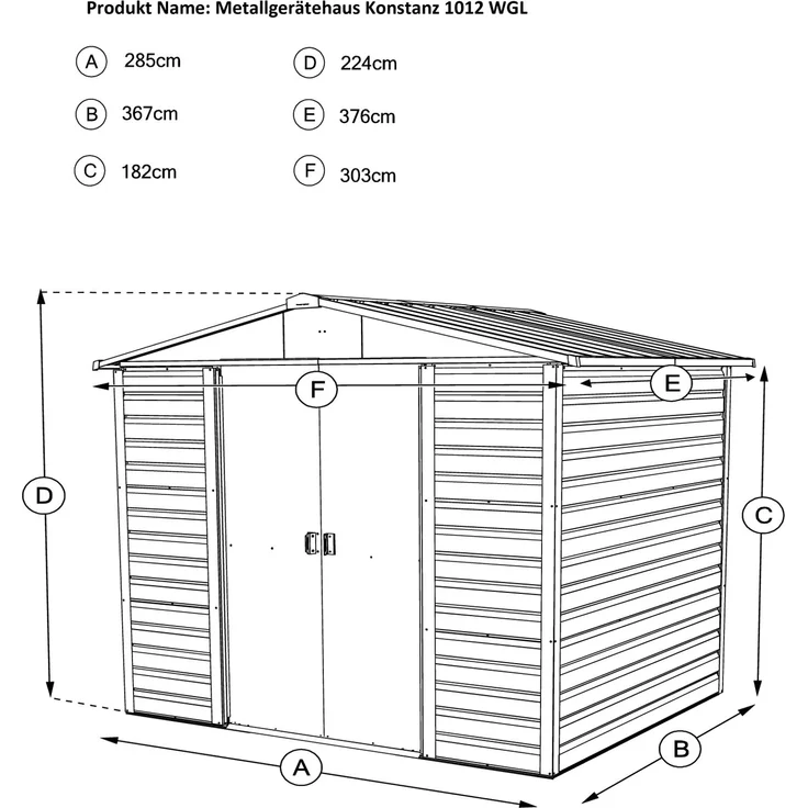 Yardmaster Metall-Gerätehaus "Konstanz 1012", braun, 10,46 m²,mit Bodenrahmen – Bild 3