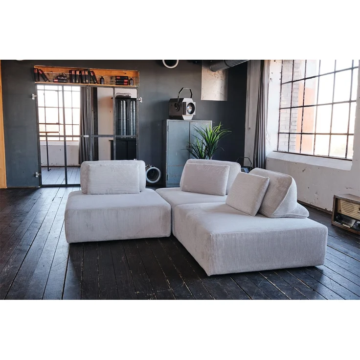 KAWOLA Modulsofa WIOLO SOFT 3 Module 3 Rückenkissen Cord hellgrau 84 x 111 x 333 cm – Bild 4