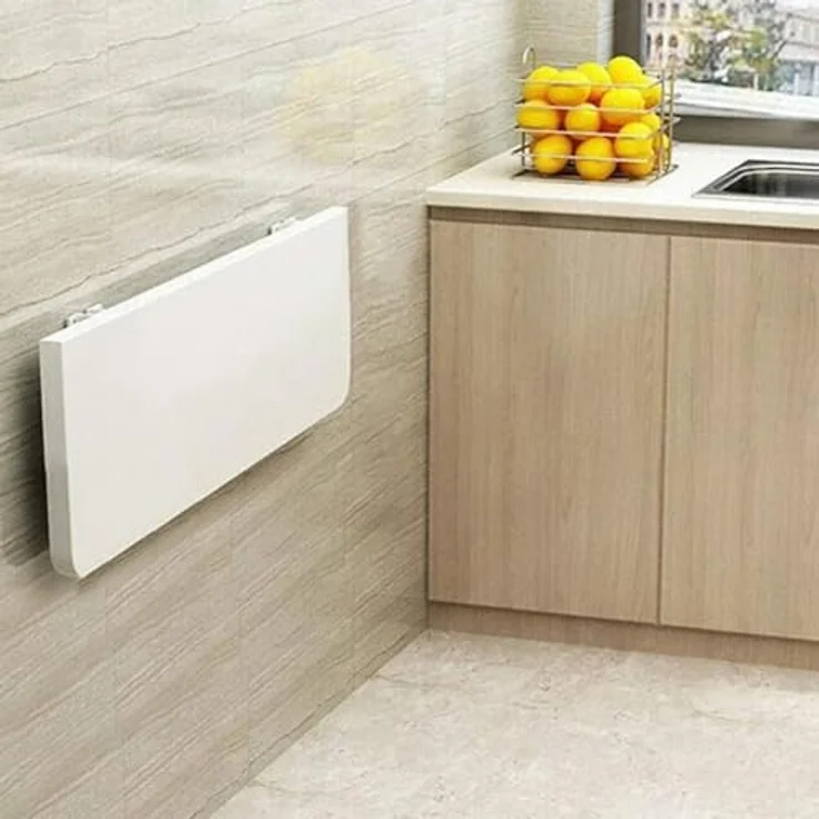Shally Dogan Klappbarer Wandtisch, 80x60 cm, aus Holz, zusammenklappbar, platzsparend, vielseitig, Schreibtisch, Esstisch, Wohnzimmer, Badezimmer, Küche (weiß) – Bild 7