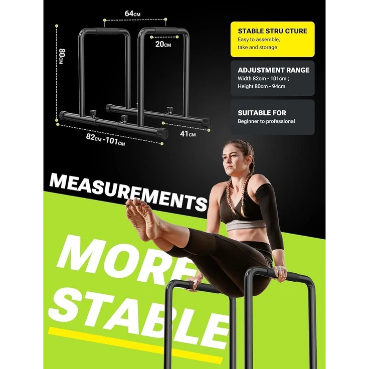 Yoleo Verstellbare Dip Barren 500 kg Dip-Station Fitness-Bar Ständer – Bild 7