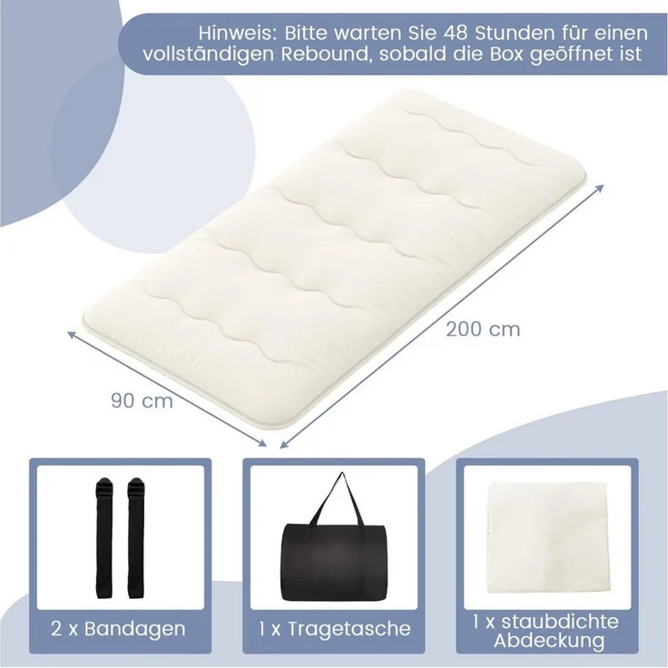 Futonmatratze, COSTWAY, 10 cm hoch, Futon Matratze, Tatami-Matte, Klappmatratze, 140x200 cm – Bild 3