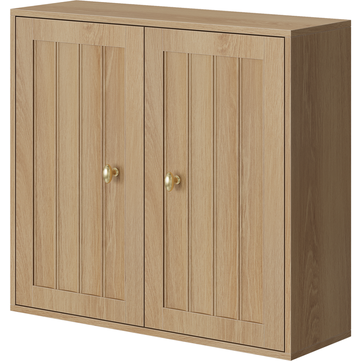 Badezimmer-Wandschrank 61,5 x 20 x 56 cm aus MDF und Spanplatte, Eiche, mit 2 Türen – Bild 7