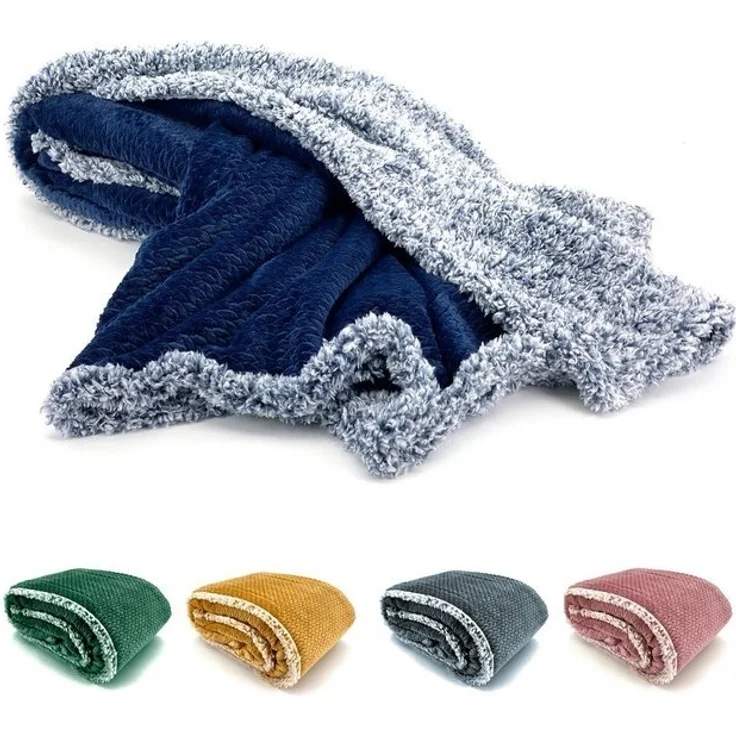 Wohndecke Flauschig warme Kuscheldecke Samt Jaquard Flanell, heimtexland, mit Teddy Plüsch - kuschelig weich - Premium - fusselfrei – Bild 4