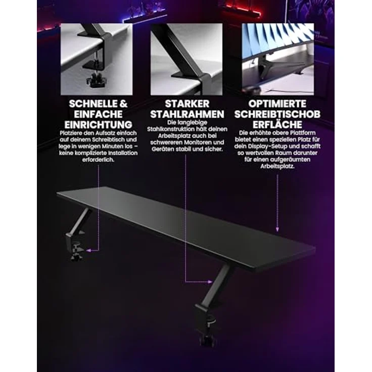 Arozzi Arena Desk Riser Large, Monitorerhöhung für Schreibtische mit 20 kg Tragfähigkeit, schwarz – Bild 3