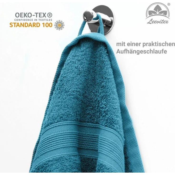 leevitex® Saunatuch Frottee XXL, (2-St), 80 x 200 cm, extra groß & saugfähig, Petrol/Seegrün – Bild 3