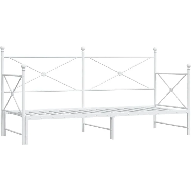 vidaXL Tagesbett Ausziehbar ohne Matratze Weiß 90x200 cm Stahl 4104689 – Bild 1