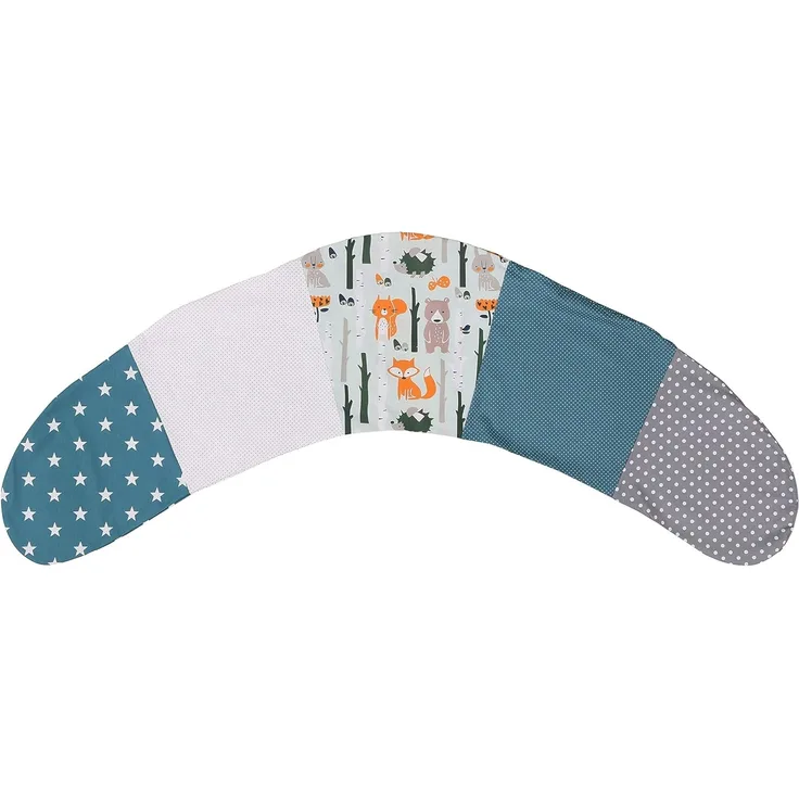 ULLENBOOM ® Kissenbezug Stillkissenbezug 190x38 cm “Waldtiere Petrol” (Made in EU), Bezug aus 100% Baumwolle, Für Stillkissen, Seitenschläferkissen & Co.