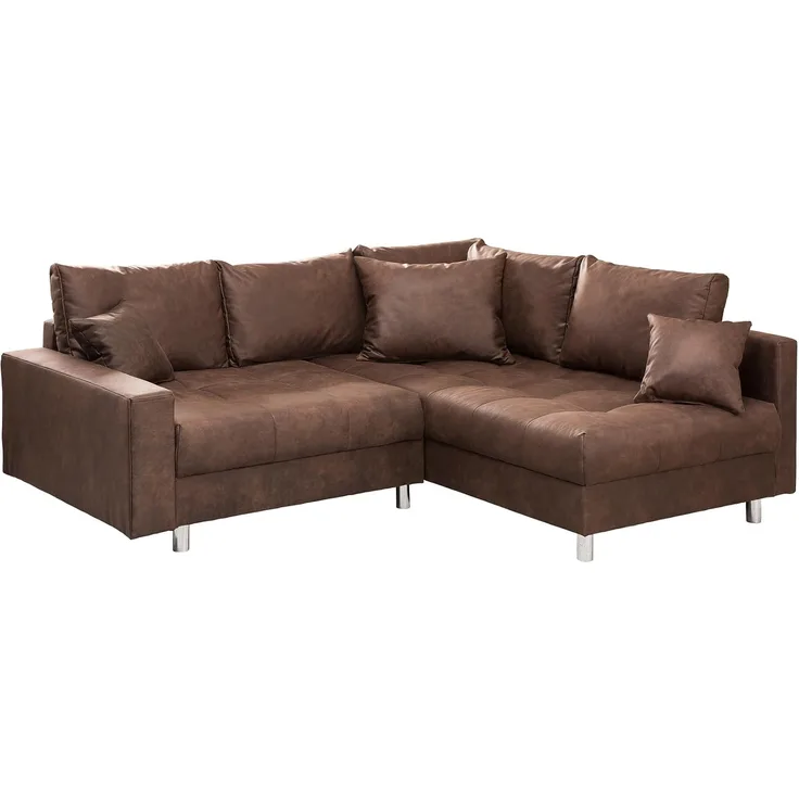 riess-ambiente Ecksofa KENT 220cm braun, Set 2 Teile, Wohnzimmer · Couch · Microfaser · Federkern · inkl. Hocker · Design