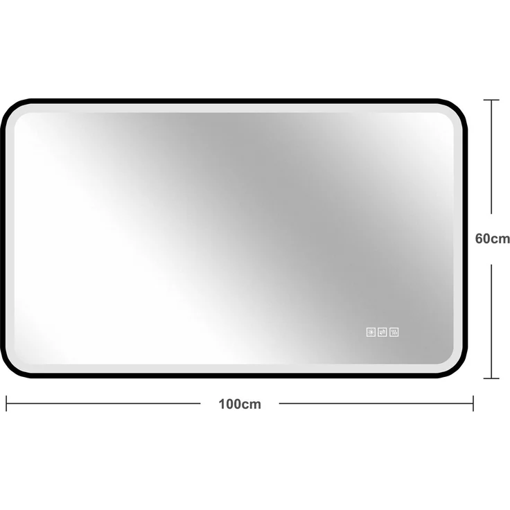 Badezimmerspiegel H 4 x T 100 x B 60 cm mit schwarzem Aluminiumrahmen und Anti-Beschlag-Funktion – Bild 5