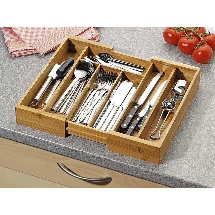 Esmeyer Besteckkasten Simon 5-7 Fächer ausziehbar Bambusholz braun – Bild 2