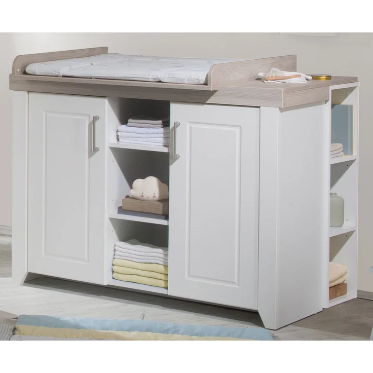 roba Wickelkommode 'Felicia' inkl. Wickelansatz - Landhausstil - Wickelhöhe 90 cm - Weiß / Luna Elm – Bild 2