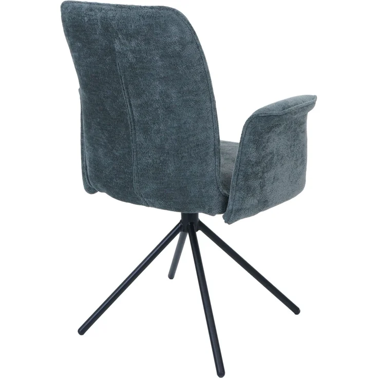 2er-Set Esszimmerstuhl HWC-N99, drehbar Armlehne Auto-Return, Stoff/Textil Chenille (340g/m²) ~ blau-grün – Bild 7