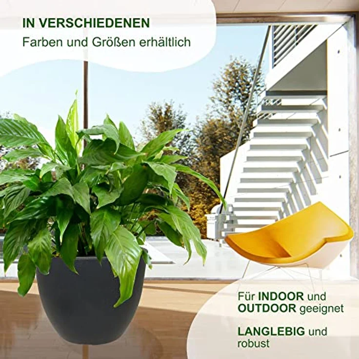 Heimwerkercenter Pflanzkübel MePla Blumentopf Siena ø30 cm, Anthrazit, frostfester Kunstoff – Bild 5