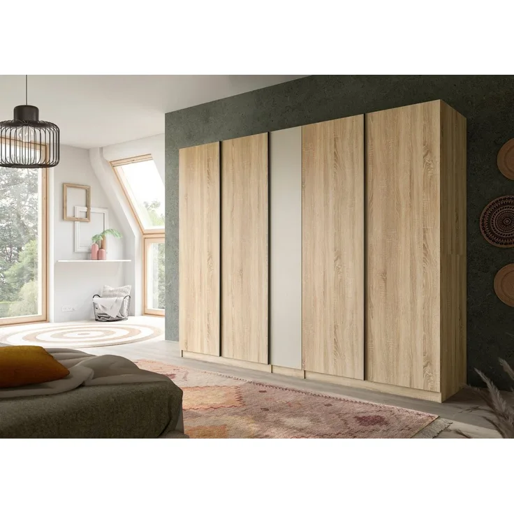 Home affaire Kleiderschrank BENDINGO, Schlafzimmerschrank, Schrank, Garderobenschrank (OTTO BESTSELLER, Garderobe & Schlafzimmer) Breite 230cm, Eiche NB, 5-türig, 2 Kleiderstangen und 6 Ablageböden