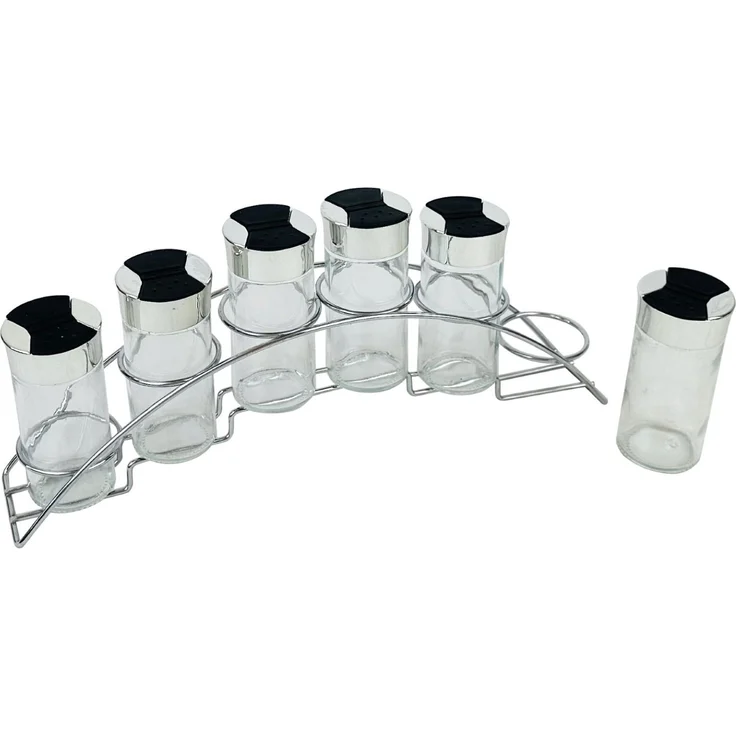 6-teiliges Gewürzständer-Set mit 90ml – Glas & Edelstahl Streuer für Ihre Gewürze – Bild 3