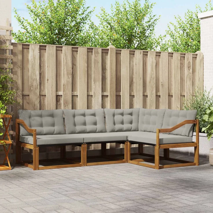 vidaXL Outdoor-Sofagarnitur 4 stk. 4-Sitzer Natur und Hellgrau 3369418 – Bild 1