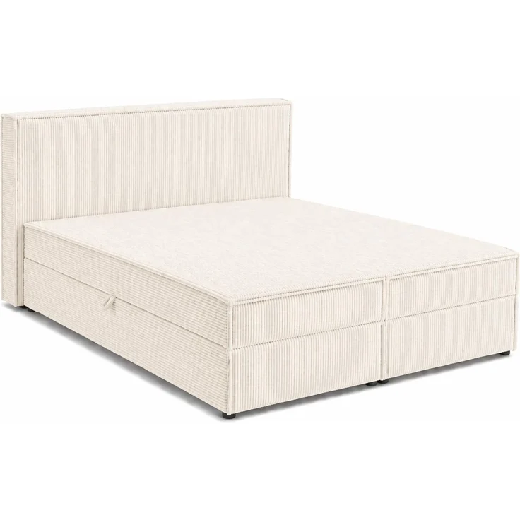 KRISAN MÖBEL Kontinentallbett ASTI Stoff POSO-Cord in Beige 160 × 200 x 106 cm Bett mit Bettkasten und Topper inklusiv – Bild 1
