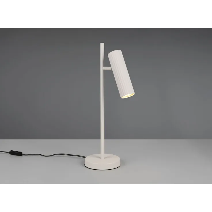 Große Tischlampe SOKA Metall Hellgrau mit schwenkbarem Spot, Höhe 50cm