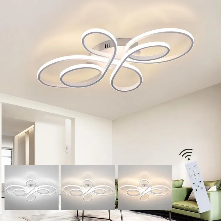Nettlife LED Deckenleuchte Modern Schwarz Dimmbar Wohnzimmer 65W 40/66/80/100CM deckenlampe, Dimmbar mit Fernbedienung, LED fest integriert, kaltweißem, warmweißem, Schlafzimmer, Wohnzimmer, Büro, Arbeitszimmer, Küche