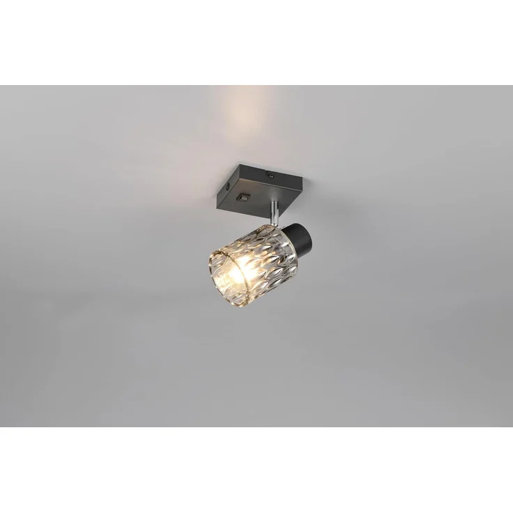 Wandstrahler JACK mit Schalter und Rauchglas Lampenschirm, Höhe 16cm – Bild 3