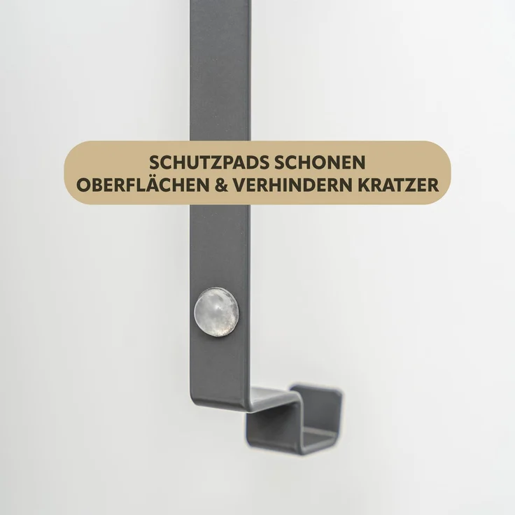 Tür-Hängeregal aus Metall und Bambus, 2 Handtuchstangen, 4 Haken, grau – Bild 8