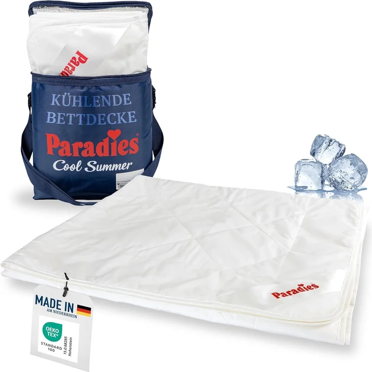 Paradies Sommerbettdecke Cool Dream Bio, Füllung: 50% Viskose (mit paraffinhaltigen Mikrokapseln), 50% Lyocell, Bezug: 50% Baumwolle kbA, 50% Lyocell, Kühldecke, kühlend & temperaturregulierend