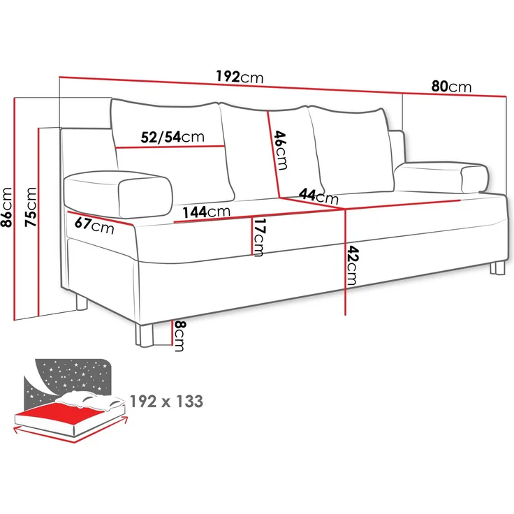 Schlafsofa Dover Cord (Sofa ohne Polsterhocker, Farbe: Poso 06) – Bild 6