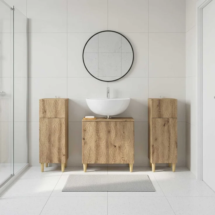 vidaXL 3-teiliges Badezimmer-Schranksystem DELFT 3 stk. Artisan-Eiche 3418034 – Bild 1