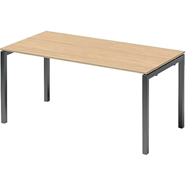 BISLEY Cito Schreibtisch, 740 mm höhenfixes U-Gestell, Metall, Mp334 Dekor Ahorn, Gestell Anthrazitgrau, 80 x 160 x 74 cm
