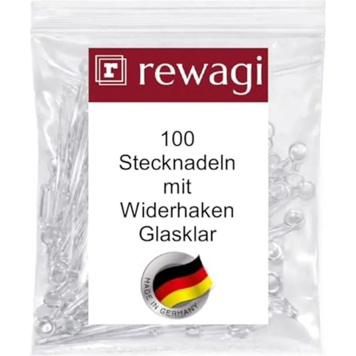rewagi Gardine Stecknadeln mit Widerhaken, Gardinenzubehör / Farbe: glasklar, Verkaufseinheit: 100 Stück – Bild 2