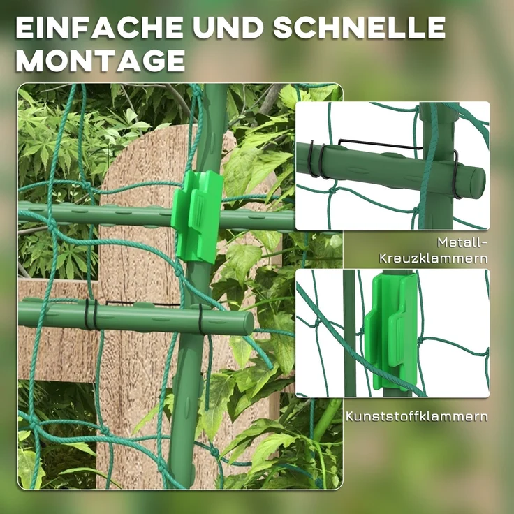 Rankgitter Rankhilfe für Kletterpflanzen verstellbares Spalier Pflanzengitter mit Netz Pflanzengerüst für Garten Balkon Stahl grün 144 x 167 x 206 cm--Grün--167x144x206cm--YOUDENOVA – Bild 5