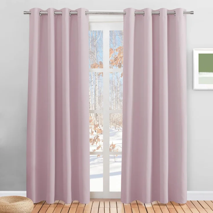 PONY DANCE Kinderzimmer Gardinen mit Ösen Thermal Blackout Curtains | 2er Set 220 cm Lang, Hellpink, Vorhang Blickdicht, Kälteschutz, Sichtschutz, UV-Schutz, für Schlafzimmer Mädchenzimmer