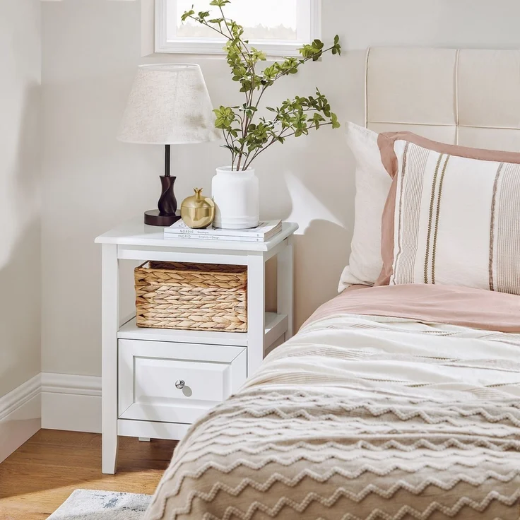 SoBuy FBT131-W Nachttisch, MDF, Lackiert, Weiß, 45 x 60 x 35 cm – Bild 9