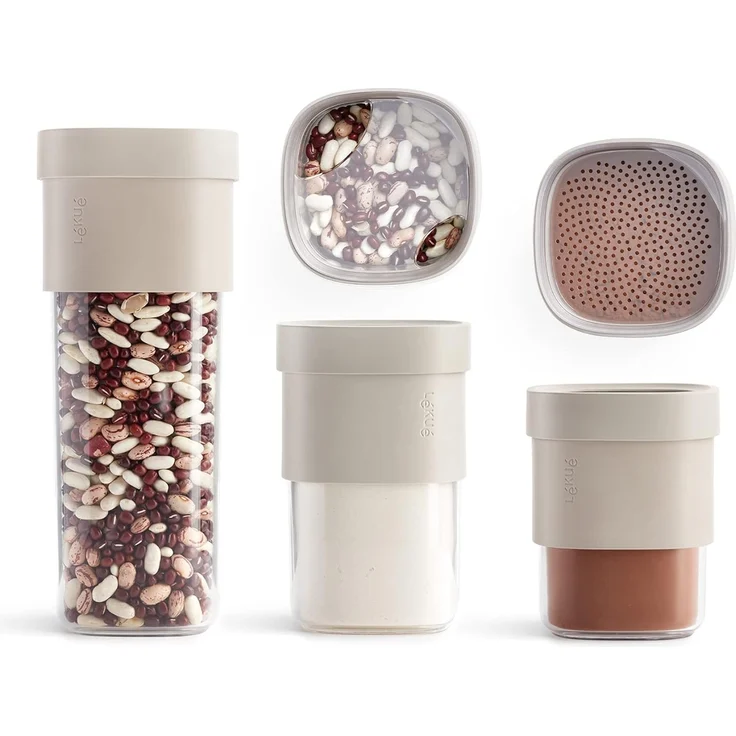 Lekue Flip Storage Beige Dosen-Set 3-tlg. 1x1600 ml & 2x850 ml – Bild 1