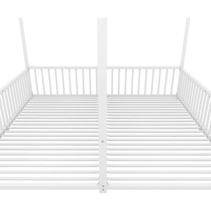SOFTWEARY Kinderbett mit 2 Liegeflächen (90x200cm/90x200cm), Lattenrost, Rausfallschutz, Metallbett – Bild 9