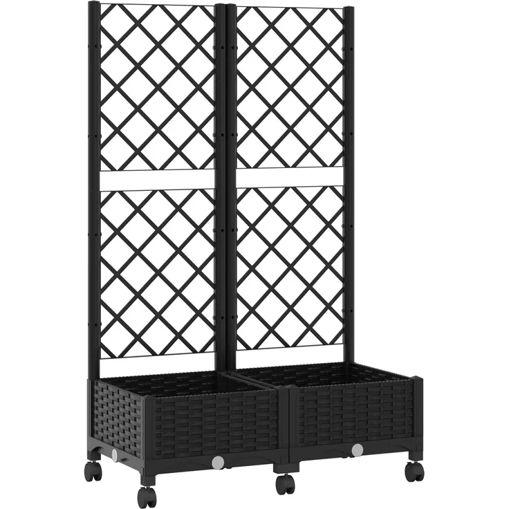 vidaXL Pflanzkübel mit Spalier und Rädern Schwarz 80 x 40 x 131,5 cm 3422965 – Bild 2
