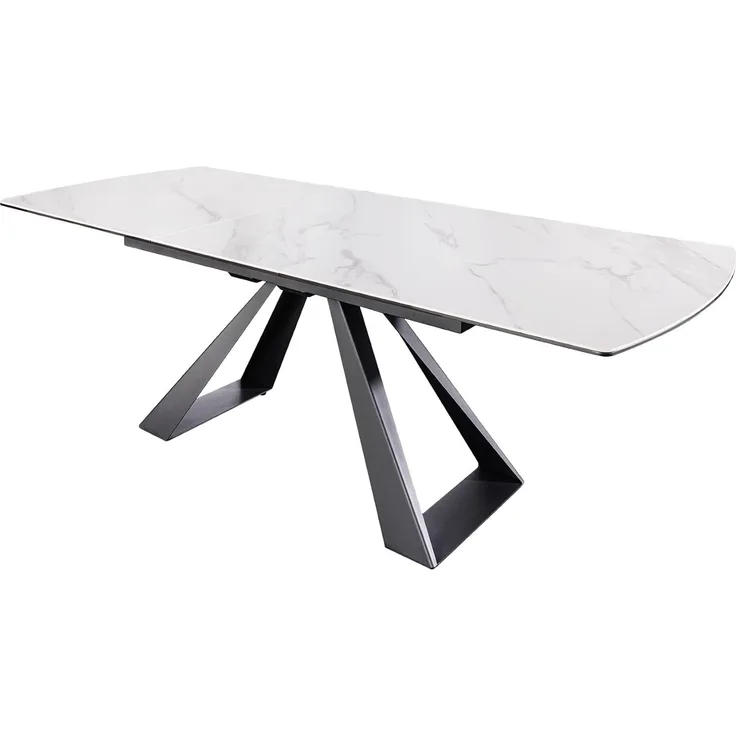 riess-ambiente Esstisch CONCORD 180–230cm weiß Keramik – ausziehbar, schwarzes Gestell (Einzelartikel, 1-St), verlängerbarer Tisch, modernes Design, Platz für bis zu 10 Personen