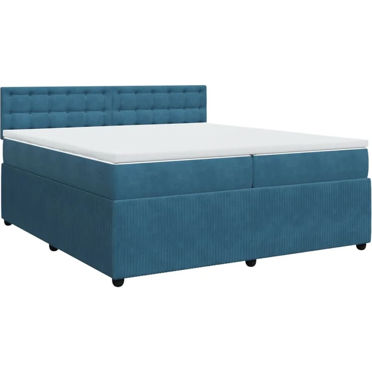 vidaXL Boxspringbett mit Matratze Blau 200x200 cm Samt 3287846 – Bild 2
