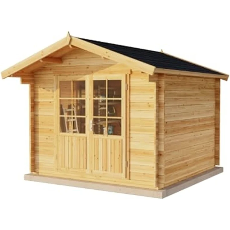 Alpholz Garten- und Gerätehaus Roger Gartenhaus aus Holz in Pinie Holzhaus mit 34 mm Wandstärke Blockbohlenhaus mit Montagematerial – Bild 2