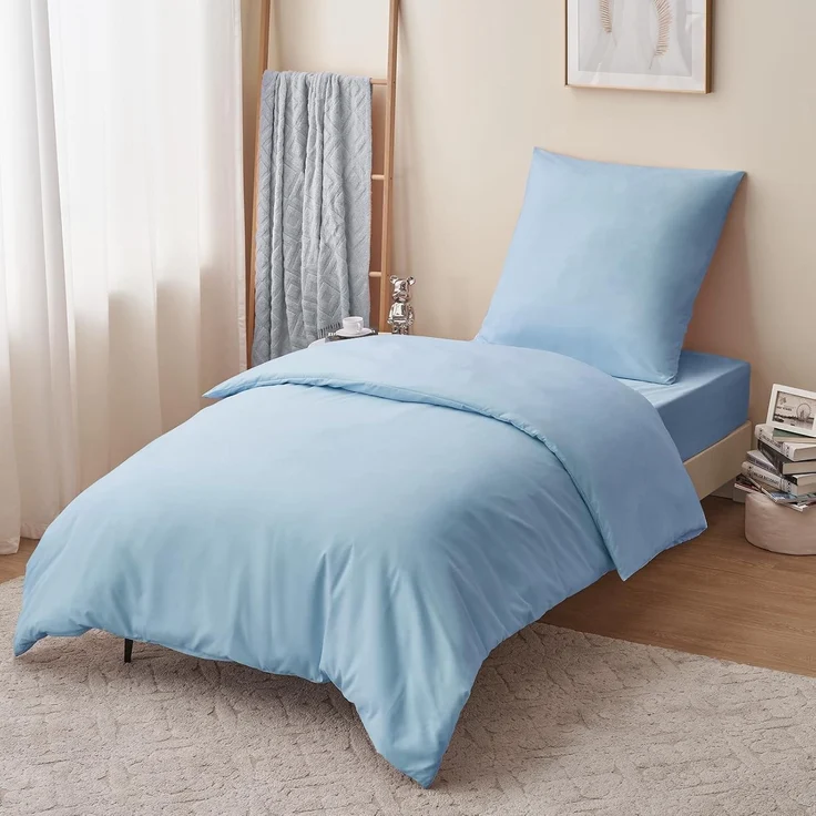 Bettwäsche 155x220 Blau Set mit Kissenbezug Mikrofaser Weich und Bügelfrei – Bild 3