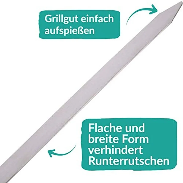 Praknu Grillspieß 12 Grillspieße Schaschlikspieße 40cm - Edelstahl Gehärtet (Set, 12-St, 12 Metallspieße aus Edelstahl rostfrei), aus Edelstahl 40cm, Fleischspieße für BBQ & Grill, Kebab Spieße – Bild 5