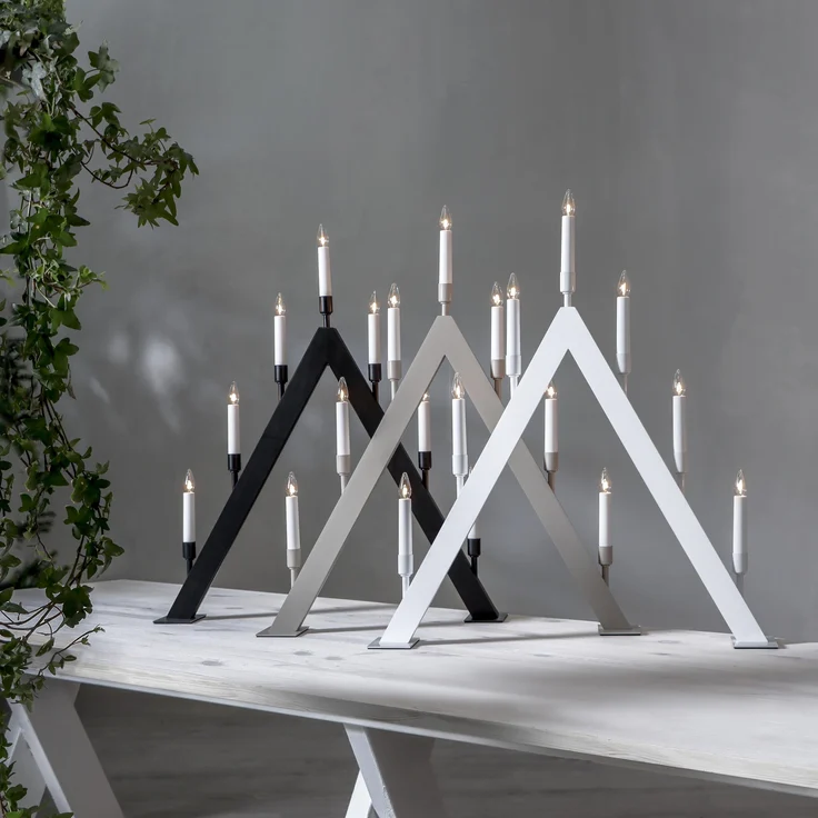 Lichterbogen ,Vind', 7-flammig, Holz, schwarz gebeizt – Bild 5