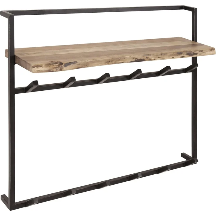 Garderobe Natredja aus massivem Akazienholz, modern, Natur, mit Hutablage und 12 Haken – Bild 3