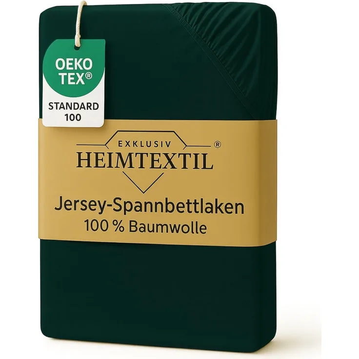 EXKLUSIV HEIMTEXTIL Marke Jersey Spannbettlaken 90 x 200 cm Dunkelgrün 100% Baumwolle Öko - Tex Zertifiziert Bed-Sheet Bettlaken Spannbetttuch Topper Leinentuch