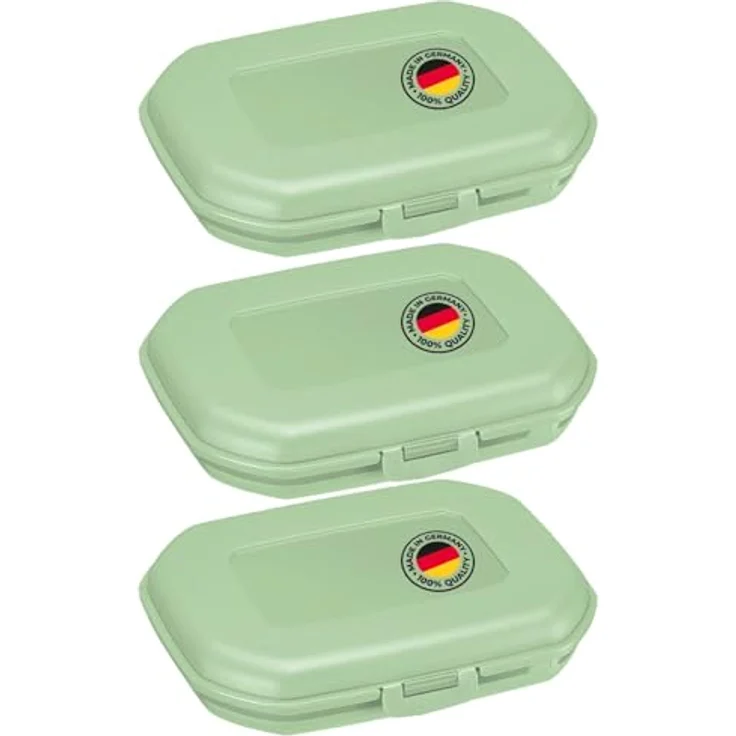 Westmark 3 Brotdosen/Snackboxen -Mini- 300 ml, mit Klick-Verschluss, Höhe: je ca. 3,7 cm, Kunststoff, Grün, 235122EM – Bild 1