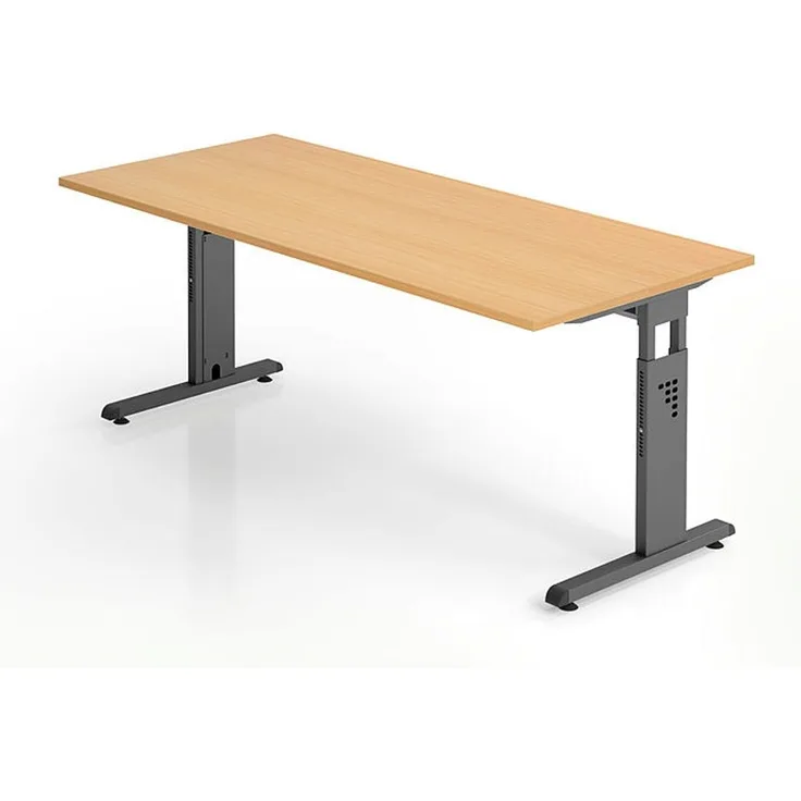 Schreibtisch OS19 C-Fuß 180x80 cm Buche Gestellfarbe: Silber