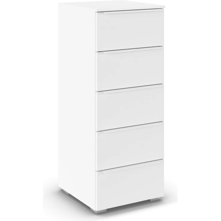 Rauch Möbel MYLORA, Kommode, Farbe Weiß, Maße 40x100x42 cm | Highboard, 5 Schubladen, Soft-Close-Funktion, passend für Modellserie MYLORA, für Schlafzimmer, Wohnzimmer, Flur
