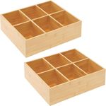 mDesign Teebox Gewürzbox Holz Organizer 6 Fächer 2er-Set Bambus Natur