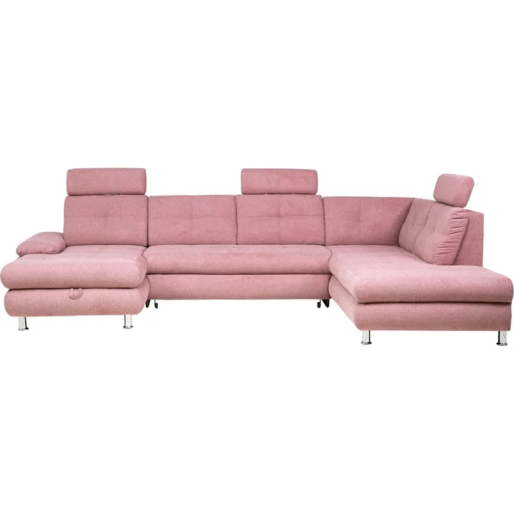 Wohnlandschaft Alba von ED Exciting Design mit Schlaffunktion & Bettkasten – U-Form Sofa aus hochwertigem Brego-Stoff