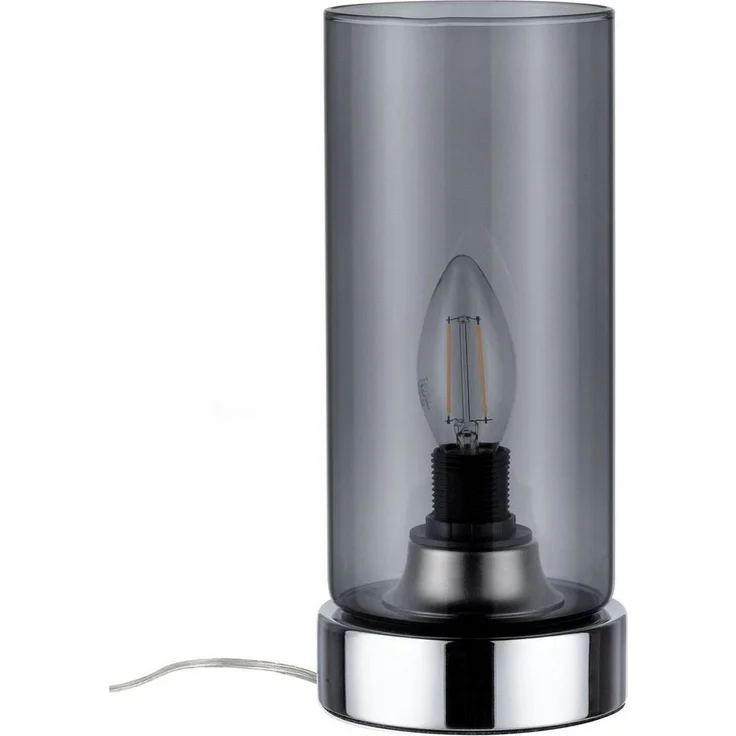 Paulmann No. 77056 Tischleuchte Pinja mit Touchschalter 1-flammig chrom rauchglas – Bild 2